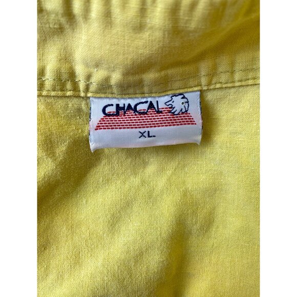 ChaCal VTG Y2K Button Down Campshirt Adult XL Yellow Parrot Grandpacore 90s - Picture 10 of 12